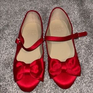 Red Satin Bow Kids Shoes